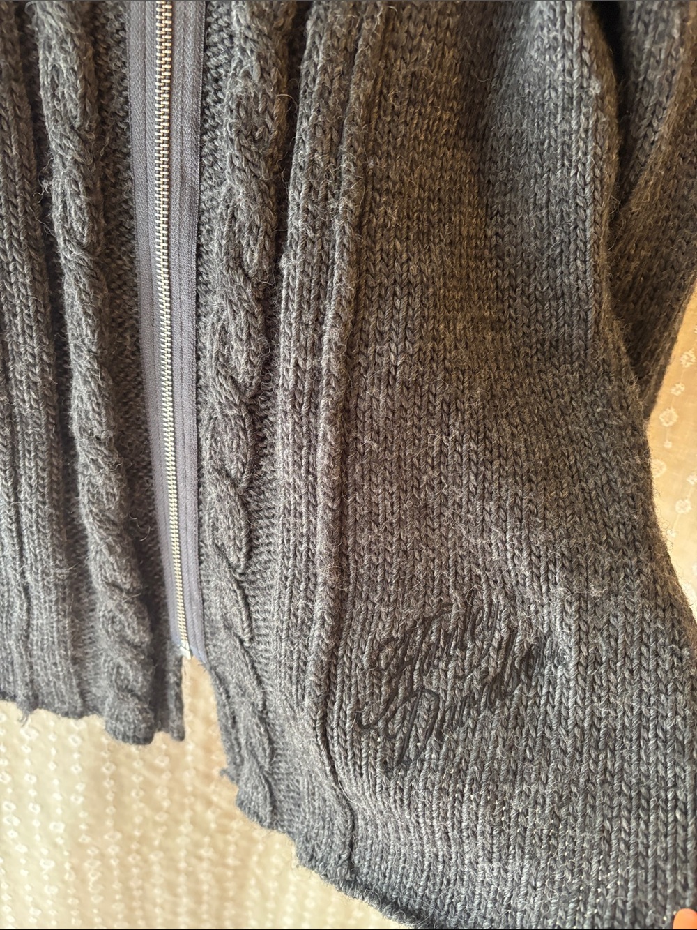 Harley-Davidson Gray Cable Knit Zip-Front Cardigan - Picture 3 of 9